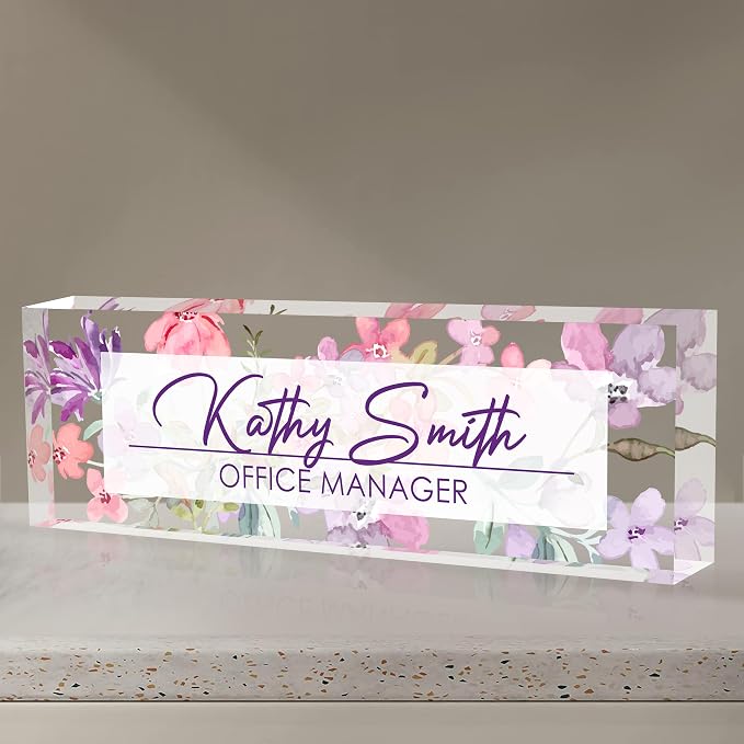 Personalized Name Plate for Desk, Custom Desk Name Plate, Acrylic Name Plate by EOBIBIFUN