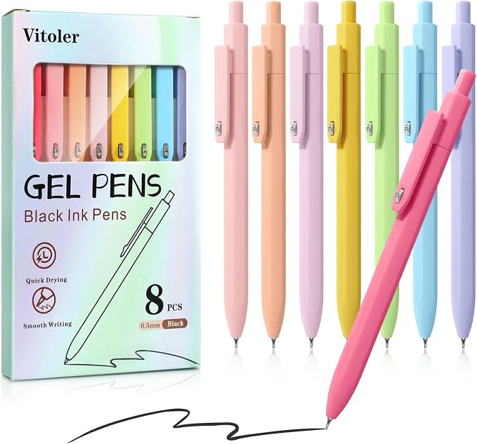 Piochoo Gel Pens, 0.5mm Quick Dry Black Ink Fine Point Smooth Writing Pens by Piochoo