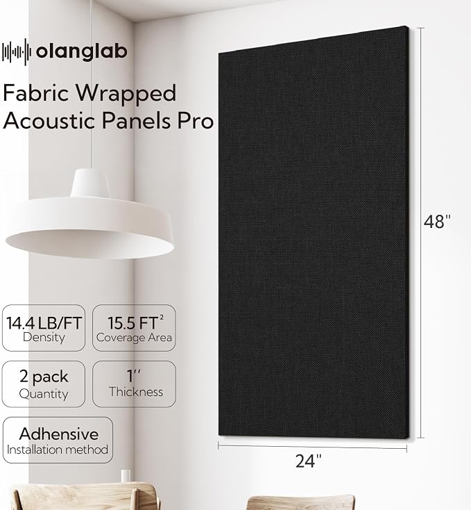 Olanglab Acoustic Panels 2 Pack, Fabric Wrapped Sound Proof Foam Panels - Image 2