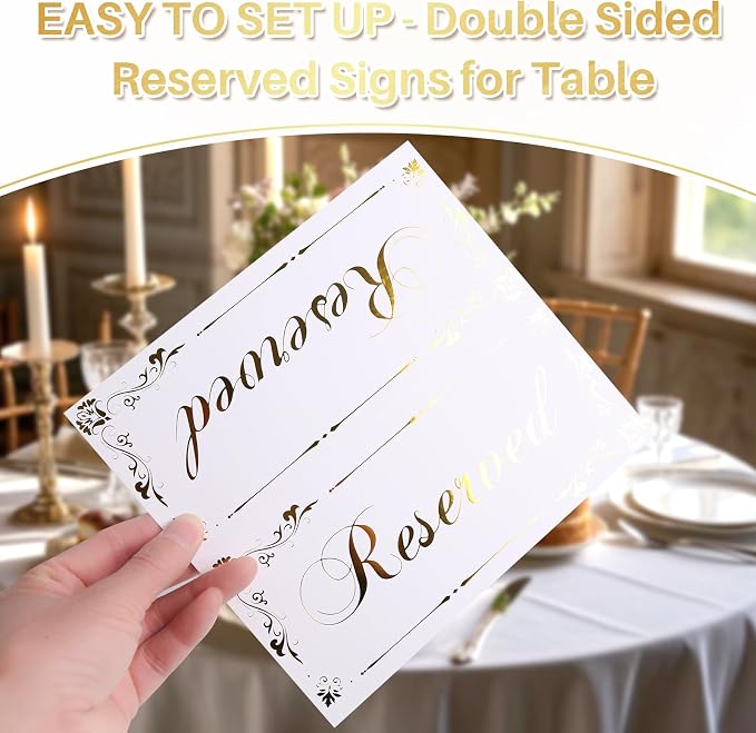 12 Pack Reserved Table Signs White Reserved Table Tent Card - Image 3