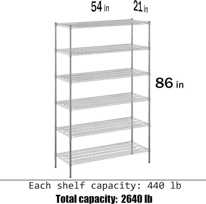 Regal Altair 21" Deep x 54" Wide x 86" Height Wire Shelving Kit | 6-Tier | NSF - Image 3