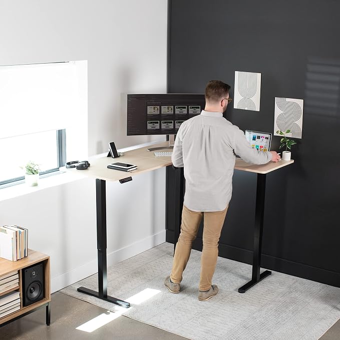 VIVO Electric Corner 63 x 55 inch L-Shaped Standing Desk, Memory Height - Image 2