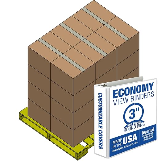 Samsill Economy 3 Inch 3 Ring Binder Bulk Pallet, Made in The USA, Round Ring by Samsill