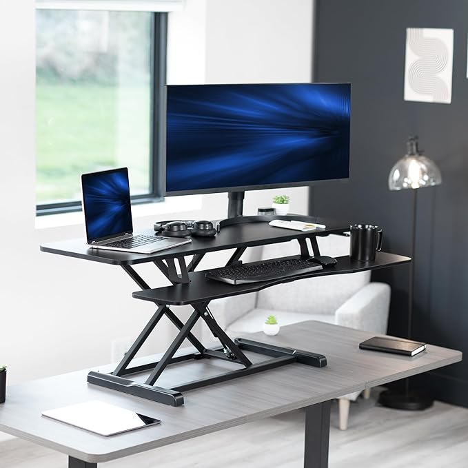VIVO 48 inch Desk Converter, K Series, Height Adjustable Sit to Stand Riser - Image 2
