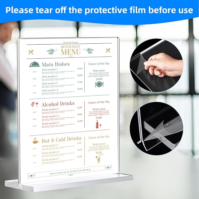 18 Pack Acrylic Sign Holder 8.5 x 11, Double-Sided Clear Sign Holder Plastic - Image 3