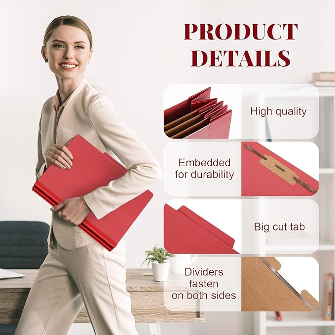 Skyygemm 24 Pcs Classification Folders Letter Size, 3 Divider Pressboard File - Image 3