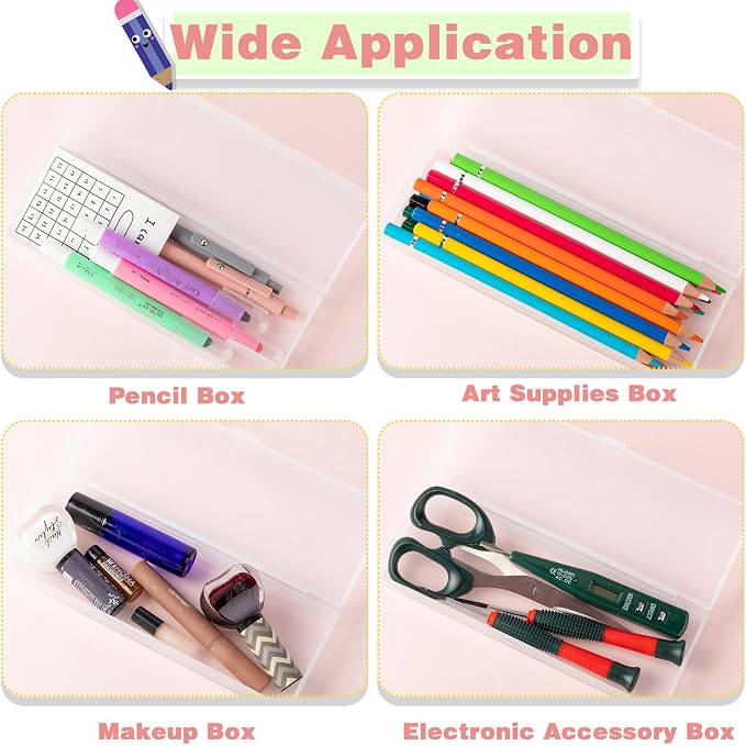 Fainne 24 Pcs Plastic Pencil Case Bulk Pencil Boxes Plastic Stationery Case - Image 4