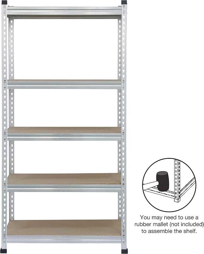Amazon Basics Double Post Press Board 5 Tier Shelf 36 x 18 x 72, Aluminum | - Image 6