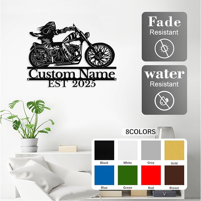 Custom Motorcycle Metal Sign Personalized Biker Name Sign Motorcycle Wall Art - Image 4