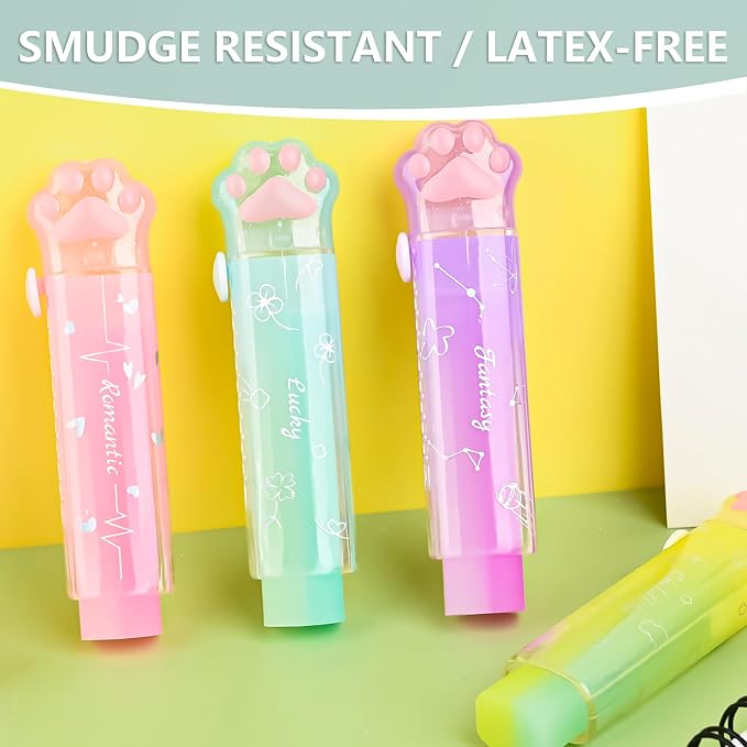 PANDENNER Retractable Pencil Eraser, Cute Erasers, Gradient Jelly Eraser - Image 3