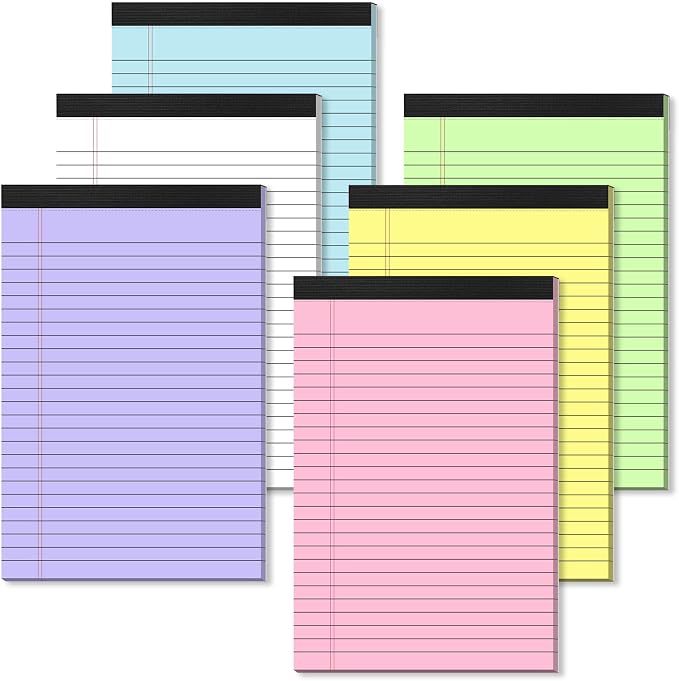 Nichela 6 Pack Note Pads 5 x 8 Inch Colored Small Legal Pads 5 x 8 Notepad by Nichela