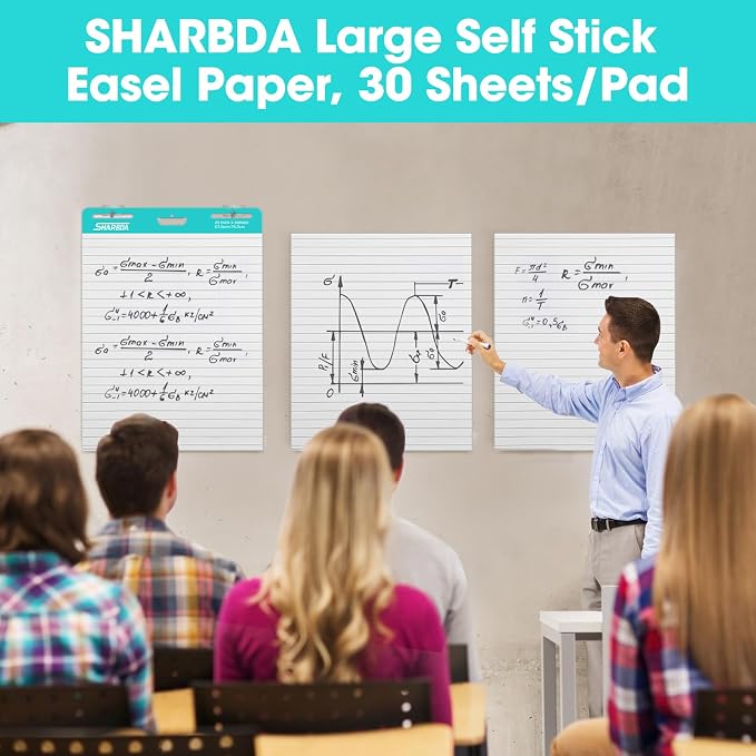 SHARBDA Lined Sticky Easel Pad, 25 in x 30 in, Flip Chart Paper, Sticky Chart - Image 3