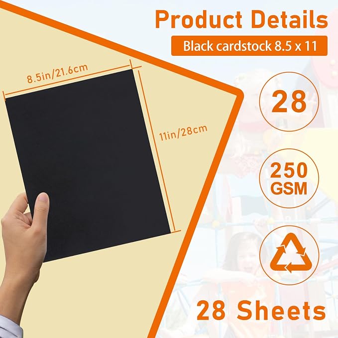 28 Sheets Black Cardstock 8.5 x 11 - Image 2