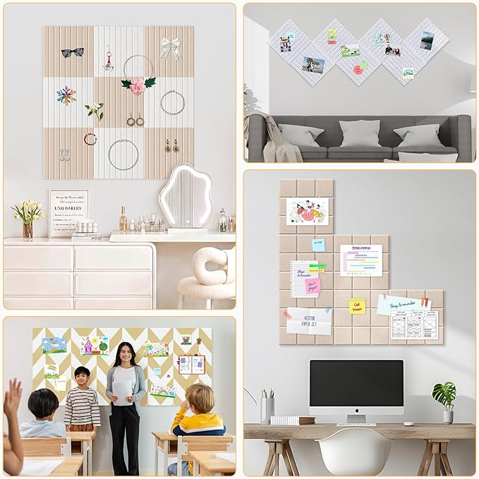 Smarpau Large Cork Board for Walls, 12 Pack Felt Wall Tiles - Image 7