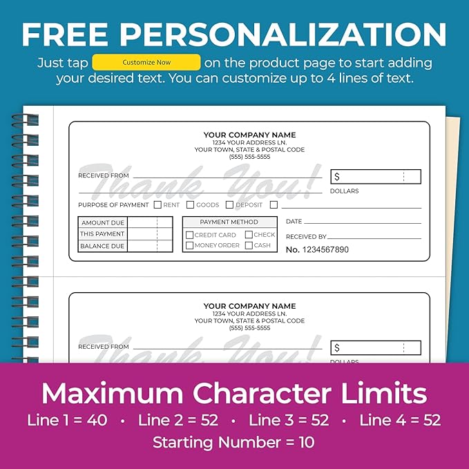 Custom 8.5" x 7" Carbonless NCR Books in 2-Part Duplicate Invoices, Work Orders - Image 4