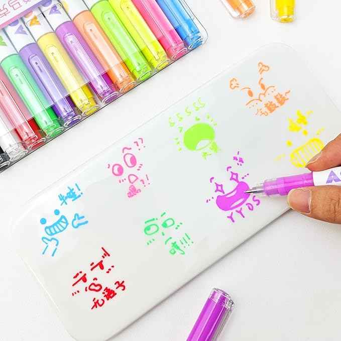 kander Acrylic Gel Pens, 12 Colors Highlighter Acrylic Gel Ink Pens