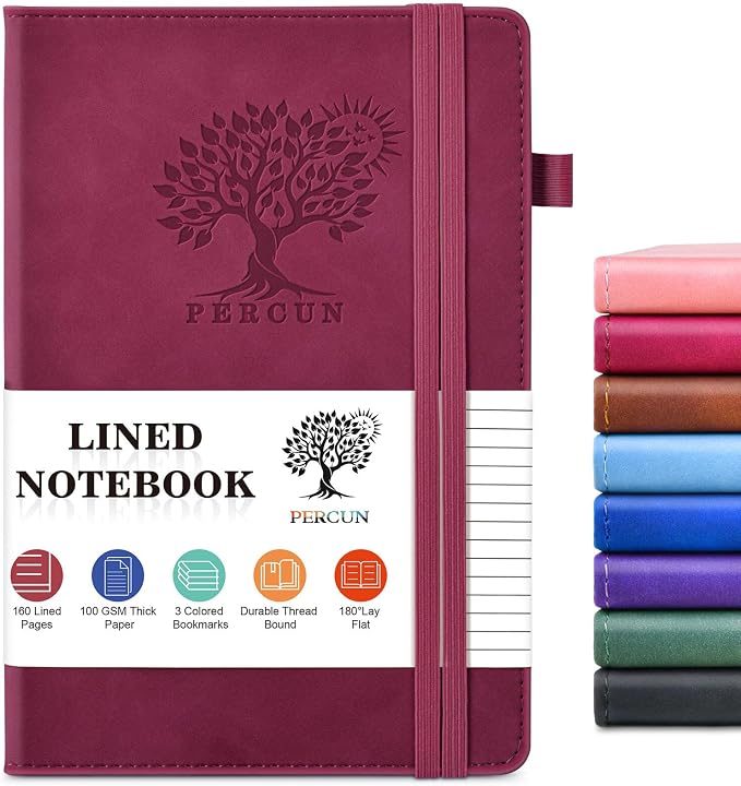 PERCUN Lined Journal Notebook for Men & Women, 160 Pages College Ruled Journal by PERCUN