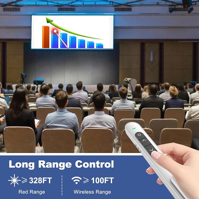 QUI Presentation Clicker for PowerPoint, RF 2.4GHz USB Wireless Presenter Remote - Image 5