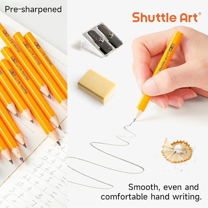 Shuttle Art 600 Pack #2 HB Mini Pencils, Wood-cased, Pre-sharpened - Image 4