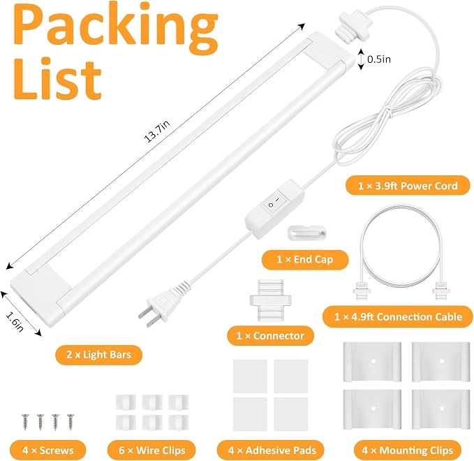 maylit Under Cabinet Lighting Plug in, Renter Friendly Lamp, Wired 110V 120V - Image 7