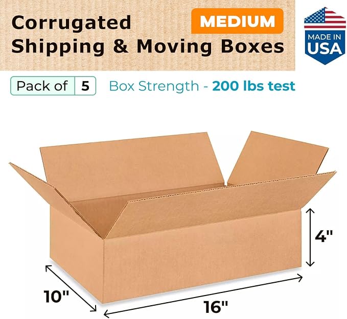 Medium Moving & Shipping Boxes 16 x 10 x 4 inches - Image 2