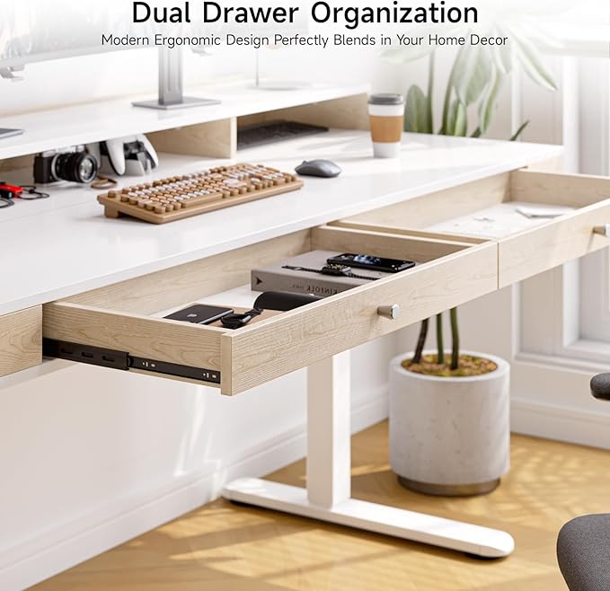 ONBRILL Standing Desk with Drawers, 63x23.6 Inch Electric Stand Up Desk with - Image 5