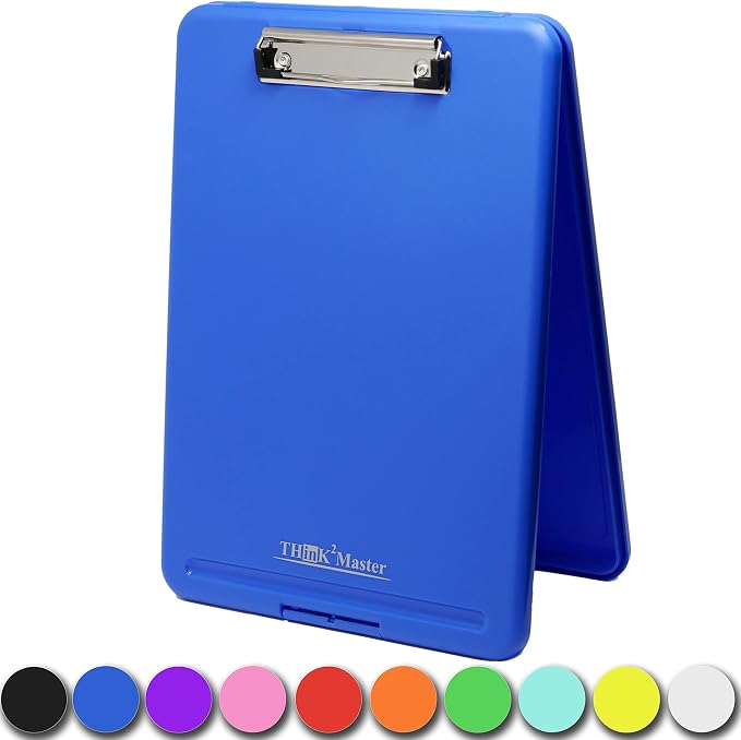 Think2Master Blue Plastic Storage Clipboard. | 25% Heavier & 25% Sturdier| by Think2Master