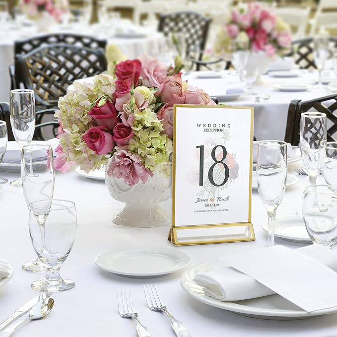 Smarpau Acrylic Gold Sign Holder 5x7, 8 Pack Table Number Holders, Double-Sided - Image 6