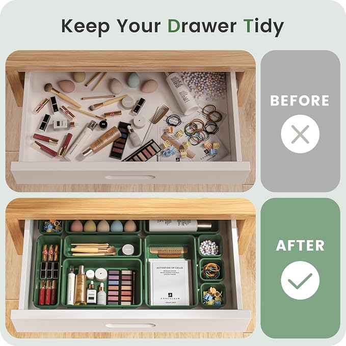 A-LuGei 【】 【】 ArmyGreen Drawer Organizer, Makeup organizer - Image 4