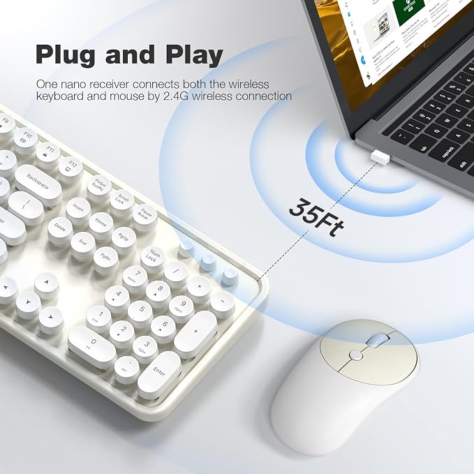 MOFII Wireless Keyboard and Mouse Combo, Computer Full Size 2.4G Plug and Play - Image 2