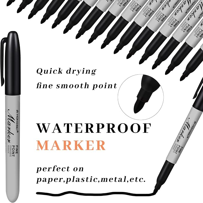 Thenshop 60 Pack Black Permanent Markers Bulk - Image 2