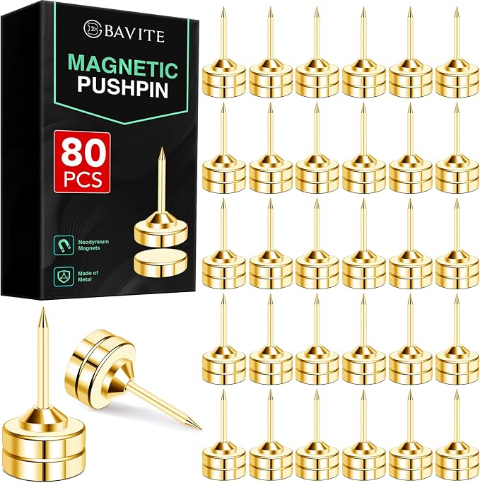 E BAVITE 80 Set Magnetic Push Pins, Flat Push Pin, Magnetic Thumb Tacks by EBAVITE