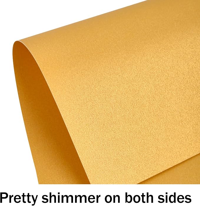 24 Sheets Gold Shimmer Cardstock 8.5 x 11 Metallic Paper, Goefun 80lb Card - Image 3