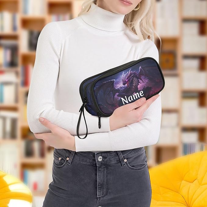 BOENLE Custom Dragon Purple Pencil Case Box Boys Girls Personalized Name Large - Image 6