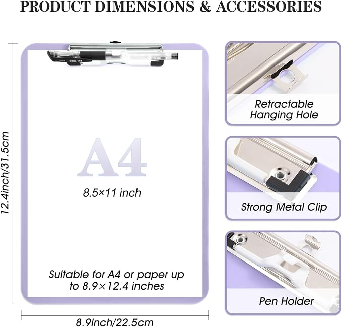 TFDLCG zm 2 PCS Purple Clipboard - Image 3