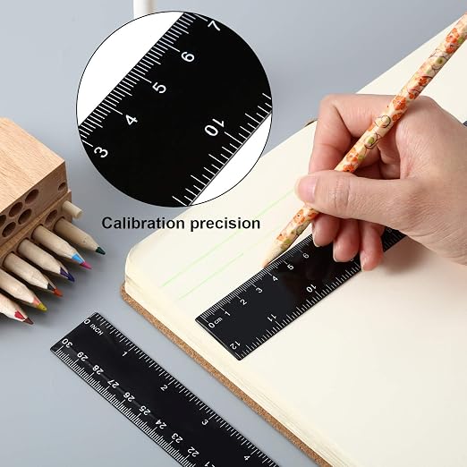 50 Pack Black Plastic Ruler, 12 Inch Standard/Metric Rulers Straight Ruler - Image 3