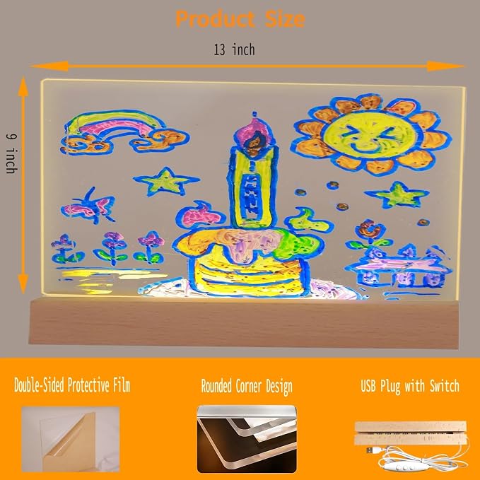 FRELWIM 13 x 9 Inch LED Drawing Writing Lumi Board - Image 2