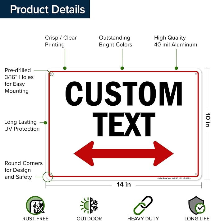 Custom Arrow, Custom Directional Sign, Two Way Arrow, 10x14 Inches, Rust Free - Image 6