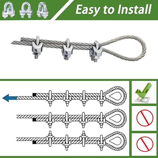 30PCS M5 Heavy Duty Wire Rope Clamps, 3/16-Inch Zinc Plated Wire Cable Clamps - Image 7
