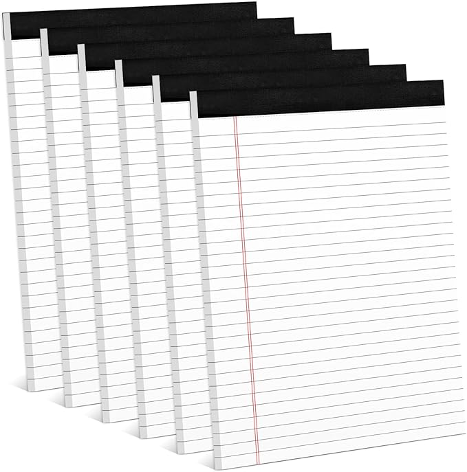 6 Pack 8.5 x 11 Legal Pads for Office Supplies Paper Pads 8.5 x 11 White Note by Aidunmis