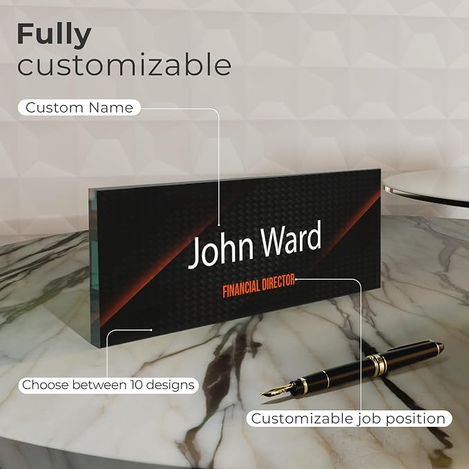 EGD Thick Clear Acrylic Desk Name Plate Personalized I Office Desk Accessories - Image 2