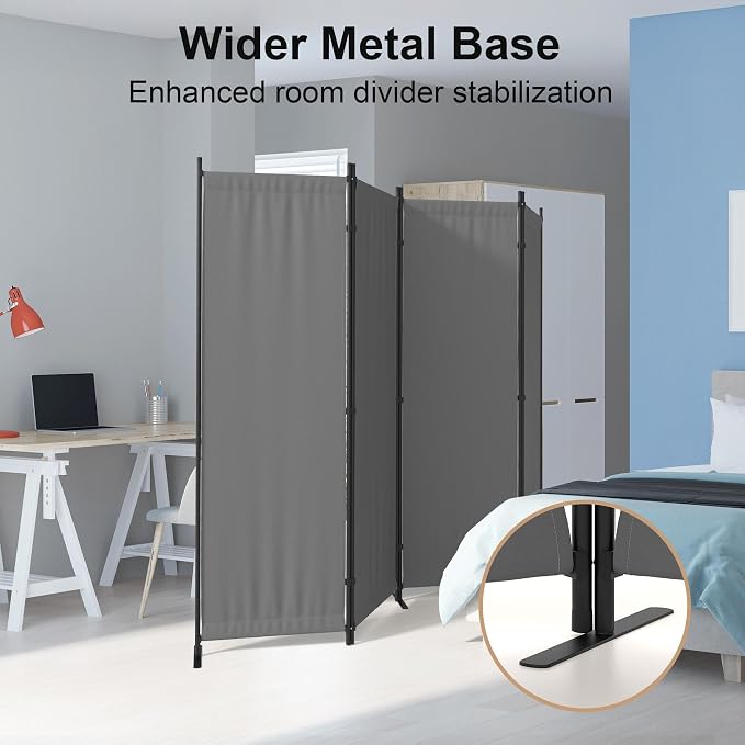 Kecreque Privacy Screen Room Divider as Dressing Screen 4 Panel Wall Room - Image 6
