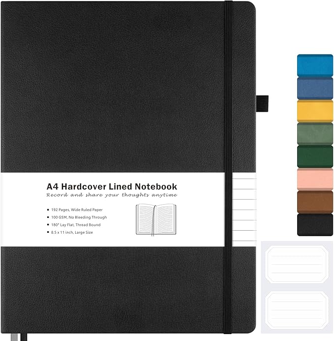 Lined Journal Notebook, 8.5" x 11" Hardcover Leather Notebook by MALEDEN
