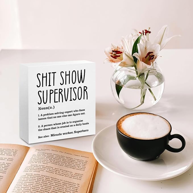 Supervisor Gifts for Women Funny Office Decor, Sarcastic Wooden Box Sign - Image 4