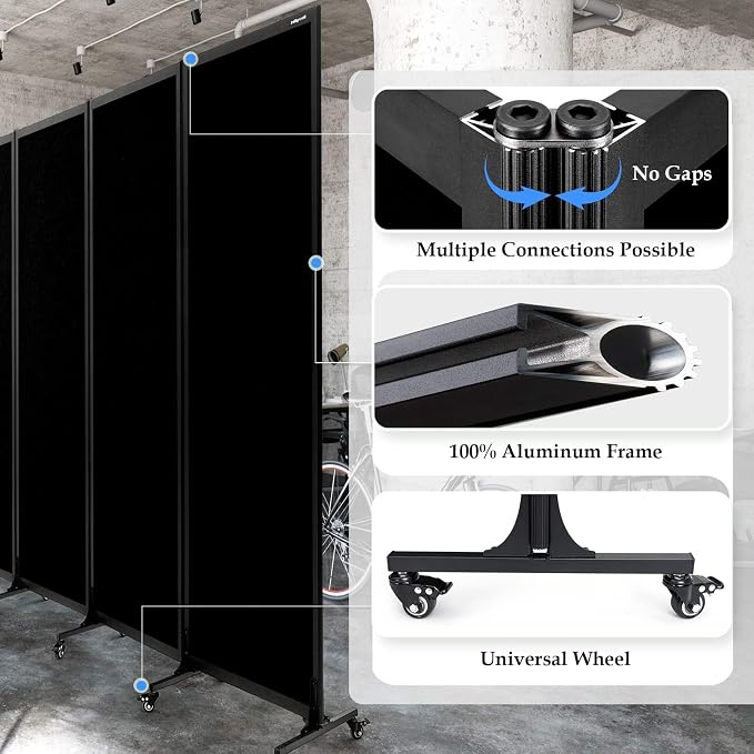 Upgrade Version Room Partition and Divider, Freestanding Rolling Dividers - Image 4
