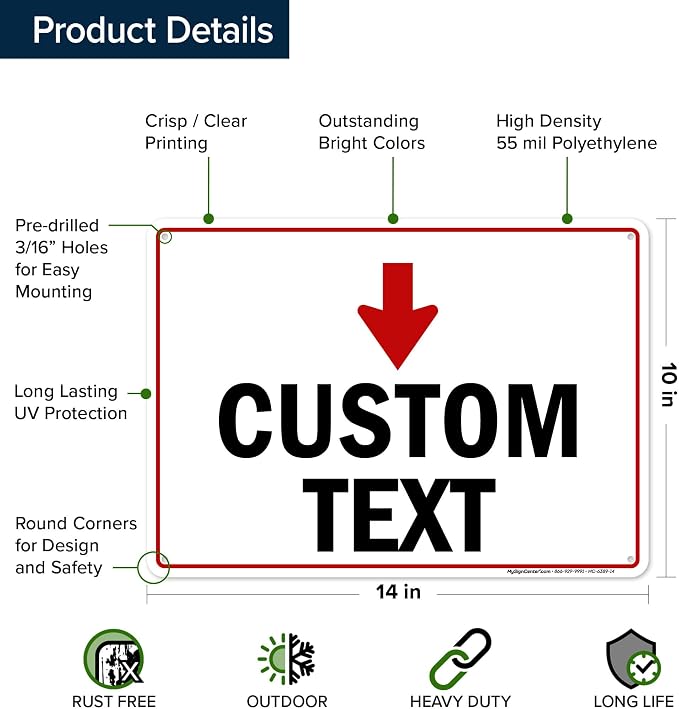Custom Arrow, Custom Directional Sign, Down Arrow, 10x14 Inches, 55 mil thick - Image 6