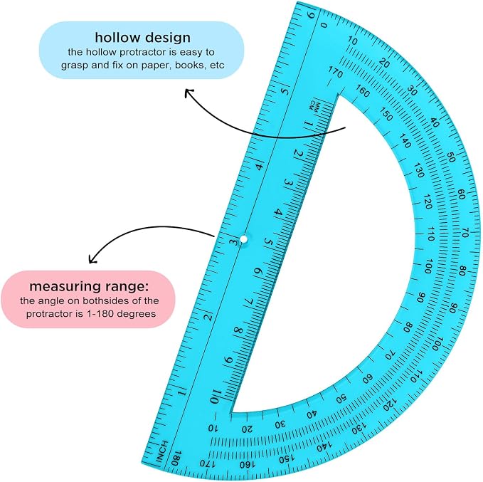 Zonon 3 Pack 6 Inch Plastic Protractor Christian Charity Donation 180 Degrees - Image 3