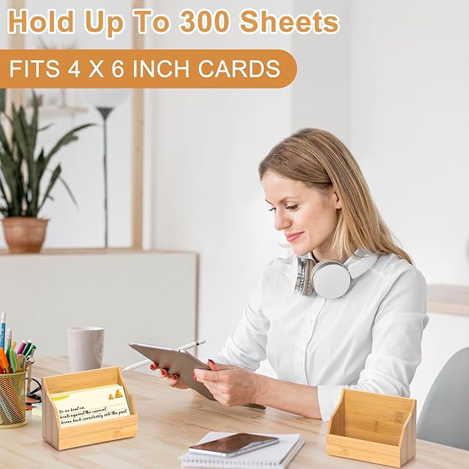 SHIQIKEJIPTY 2 Pack Wood Index Card Holder 4x6 Inch Index Card Box Notecard Box - Image 8