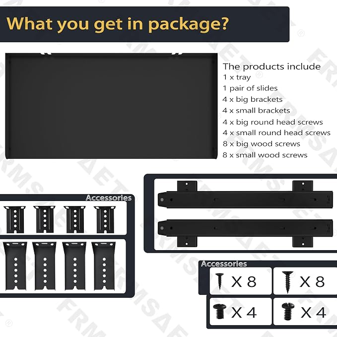 FRMSAET Under Desk Keyboard Tray Heavy-Duty All-Metal Material 20/24/30 inches - Image 4
