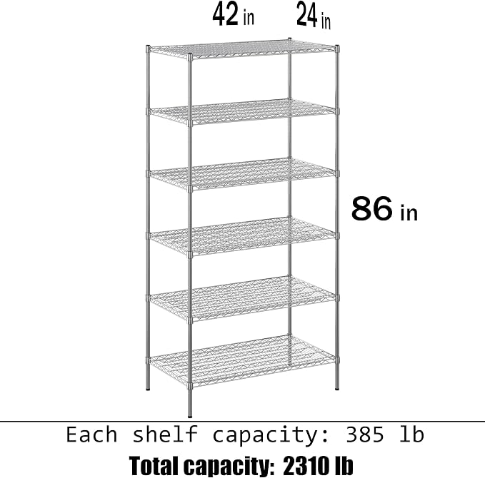 Regal Altair 24" Deep x 42" Wide x 86" Height Wire Shelving Kit | 6-Tier | NSF - Image 3